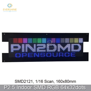 P2.5 Внутренняя Полноцветная светодиодная матричная панель 64 * 32 точек RGB для 128*32 дисплеев Pin2dmd Pinball VPin
