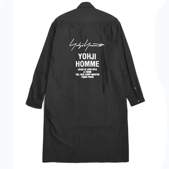 Yohji Yamamoto, Асимметричная длинная рубашка в стиле Пэрис Хилтон Спереди и сзади, черное модное повседневное пальто, ветровка