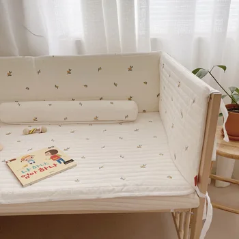 Хлопковая детская кроватка с мультяшным динозавром, утолщенная Цельная кроватка Вокруг подушки, защитные подушки для кроватки, Декор для кровати новорожденного, Снаряжение для занятий спортом