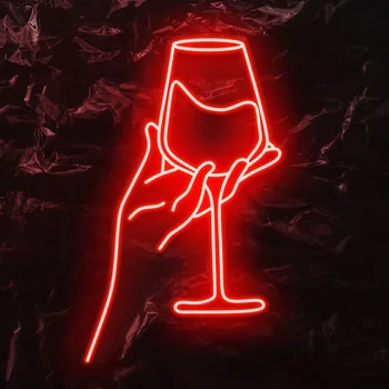 Бокал для красного вина, неоновая вывеска, светильник для бокала для вина, светодиодный светильник для декора стен, USB-лампа для бара, спальни, отеля, паба, вечеринки