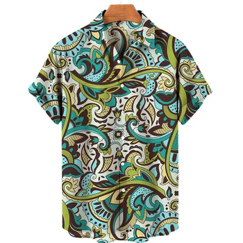 Модный уличный свободный топ с 3D принтом, мужская рубашка, Уличная одежда Унисекс 5xl, Дышащие мужские гавайские рубашки, Французская футболка в стиле барокко