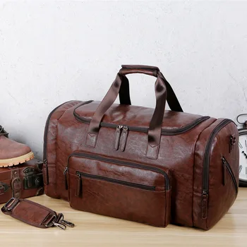 Деловые мужские дорожные сумки большой емкости, дорожный багаж из искусственной кожи в стиле ретро, уличная сумка на плечо для мужчин