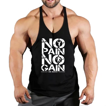 No Pain No Gain Майка для тренажерного зала, мужская одежда для фитнеса, мужские майки для бодибилдинга, Летняя спортивная одежда для мужчин, жилет без рукавов, рубашка