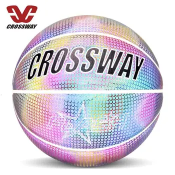 Голографический светящийся баскетбольный мяч, износостойкий светоотражающий баскетбольный мяч, светящийся PU 7 # Basquet Baskebal с булавкой для сумки