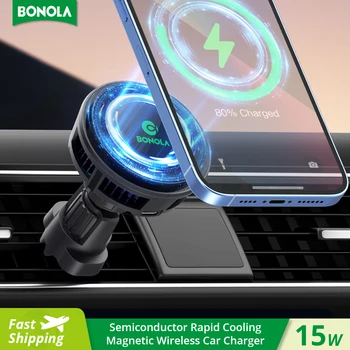 Автомобильное магнитное беспроводное зарядное устройство Bonola, Охлаждающее крепление для iPhone 14 Pro Max/Samsung/Huawei, Беспроводные зарядные устройства для быстрых телефонов, автомобильный держатель