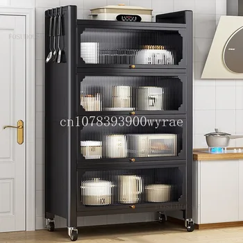 Домашний многофункциональный шкаф для посуды Современные металлические Кухонные шкафы Кухонная мебель Многослойные Шкафы для хранения Напольные стеллажи
