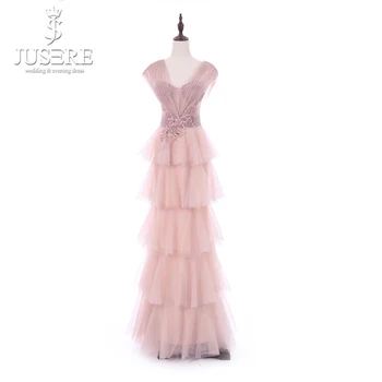 Элегантное вечернее платье Jusere без рукавов с V-образным вырезом и кружевной аппликацией, расшитое бисером, официальное вечернее платье