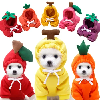 Милая одежда для собак, Мягкая флисовая одежда для домашних животных в форме фруктов для маленьких средних собак, костюм щенка, кошки, пальто, наряд для Бульдога Чихуахуа