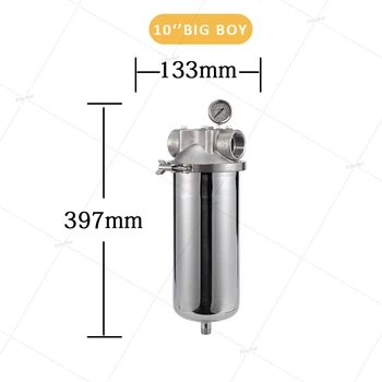 Гигантский фильтр для резервуара для воды 10-дюймовый предварительный фильтр Корпус фильтра из нержавеющей стали для фильтрующего картриджа Предварительный фильтр