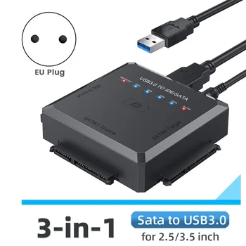 Адаптер SATA-USB USB 3.0-IDE/SATA 3 Кабельный конвертер для 2,5 3,5 HDD SSD Адаптер для жесткого диска-штепсельная вилка ЕС