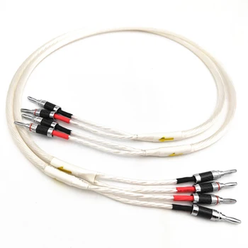 Комплектная пара, 5N OCC, посеребренный Hi-end кабель для динамиков Hi-Fi, разъем типа 