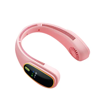 Портативный Подвесной Шейный Вентилятор USB Перезаряжаемый Охлаждающий Вентилятор Наружный Охладитель Воздуха Спортивные Безлопастные Вентиляторы на открытом воздухе-Розовый