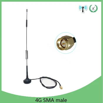 Grandwisdom 20шт 3G4G LTE Антенна 10dbi SMA Штекерный Разъем Антенна 698-960/1700-2700 МГц IOT магнитное основание 3 м Прозрачная Присоска Antena