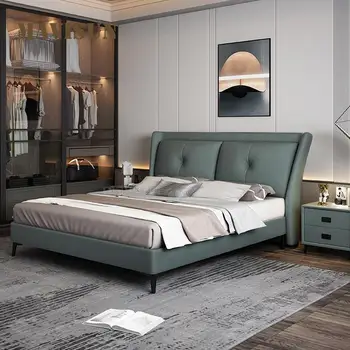 Современная Минималистичная Двуспальная Тканевая кровать в главной спальне, мягкая кровать 1,8 метра, Высококачественная мебель для спальни