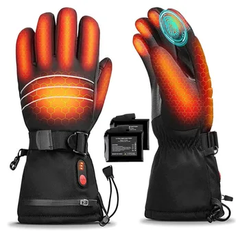 Перчатки с подогревом, зимние лыжные перчатки с подогревом, перчатки для верховой езды, ветрозащитные мотоциклетные перчатки с пятипальцевым сенсорным экраном, аккумуляторные перчатки