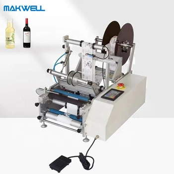 Полуавтоматическая пневматическая машина для этикетирования круглых бутылок для винного сока MAKWELL