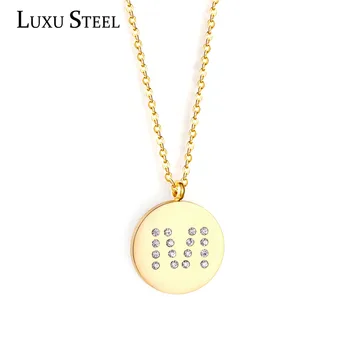 LUXUSTEEL начальное ожерелье Collier Золотого цвета с буквенным кубическим цирконием, ожерелье, Ошейники, колье, цепочки для женщин, вечерние цепочки