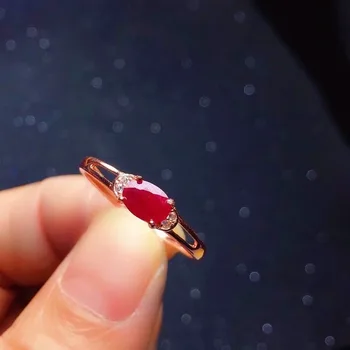 Простое Кольцо с рубином из серебра 925 пробы для Помолвки 4 мм * 6 мм, Серебряное кольцо с натуральным рубином, ювелирные изделия из Стерлингового серебра с рубином