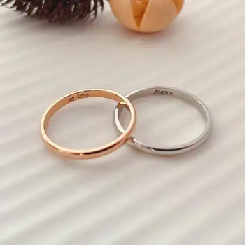 персонализированное кольцо диаметром 2 мм, Выгравированное Пользовательское Имя, Координатная Дуга Окружности, Титановое Кольцо из Нержавеющей Стали, Кольцо для Пары, Подарок на Годовщину