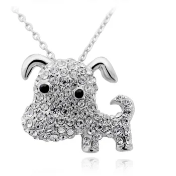 АААА + стразы, милое ожерелье с подвеской в виде собаки, качественные ювелирные изделия для девочек, подарок на день рождения, дропшиппинг, кристалл, день рождения, ср.