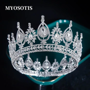 Кристалл в стиле барокко, полная круглая корона, Тиара, Стразы, головной убор принцессы Королевы, женские свадебные аксессуары для волос