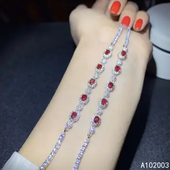 KJJEAXCMY Изысканные ювелирные изделия из стерлингового серебра 925 пробы, инкрустированные рубином, женский браслет на руку, популярная поддержка обнаружения