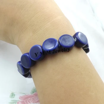 Высококачественный темно-синий Браслет в форме кнопки из бисера, Фарфоровый Керамический браслет 12 шт./лот Оптом
