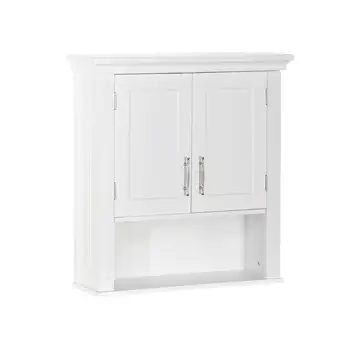 Белый 2-дверный настенный шкаф для хранения вещей в ванной комнате - Коллекция Somerset, открытые и внутренние полки