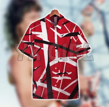 Летние рубашки Эдди Ван Хален 3D все принтом гавайская рубашка для мужчин женские Harajuku повседневная рубашка мужская