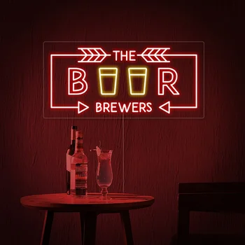 Неоновая вывеска бара Ночного клуба, Декор стен в комнате для вечеринок, красивая светодиодная подсветка, Неоновая вывеска Бара Beer Premium Brewers