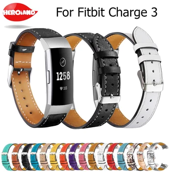 Замена ремешков для Fitbit Charge 3 Charge3, кожаные ремешки, сменный ремешок для смарт-часов для фитнеса с рамкой из нержавеющей стали