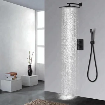 Скрытый черный термостатический умный потолочный душ с дождевой насадкой