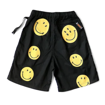 Мужские плиссированные нейлоновые шорты KAPITAL с биркой в японском стиле, улыбающееся лицо, Мешковатые 23SS для мужчин