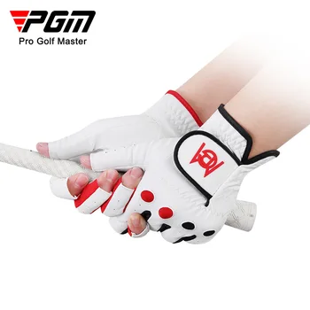 PGM 1 Пара Женских Перчаток для гольфа из Искусственной кожи, Спортивные перчатки для гольфа Без пальцев, Дышащая Противоскользящая одежда для Гольфа, Аксессуары для дам
